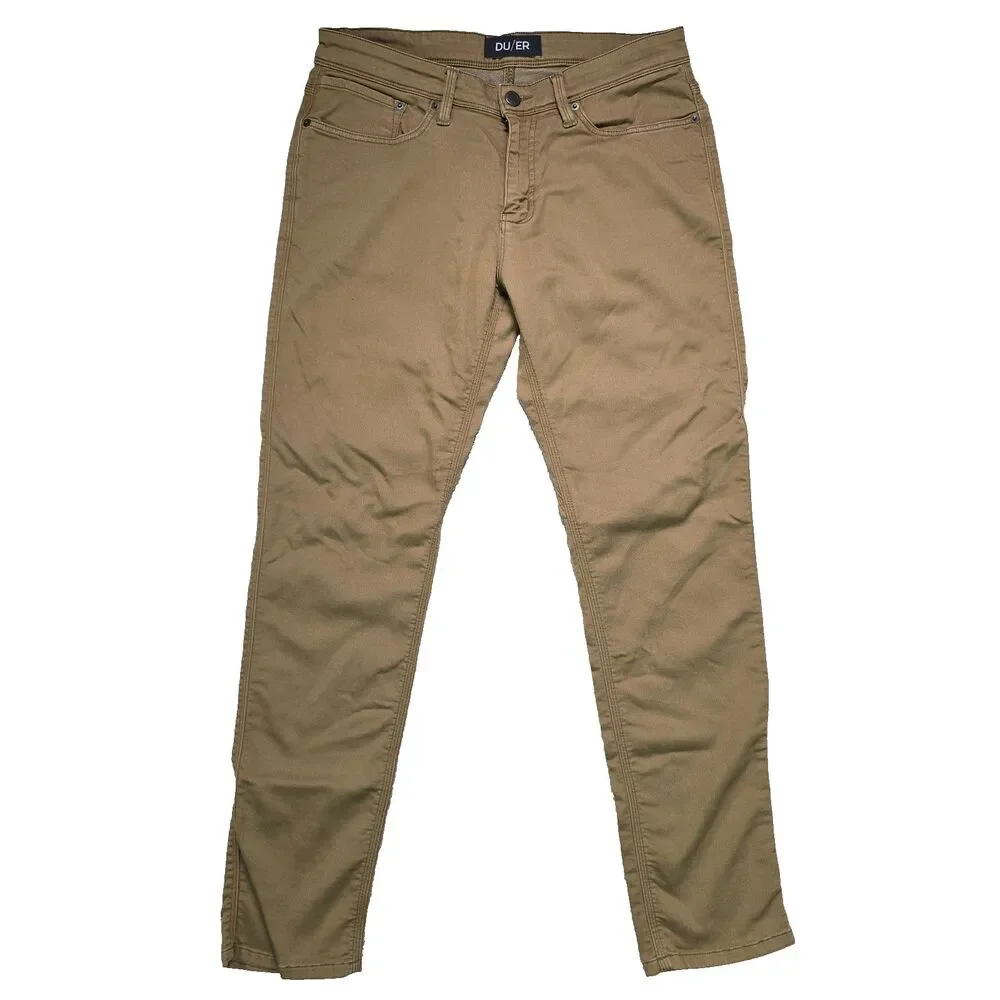 DU/ER No Sweat N2X Slim Fit Taper Pants Stretch 32x32 Men's Beige Chino DUER